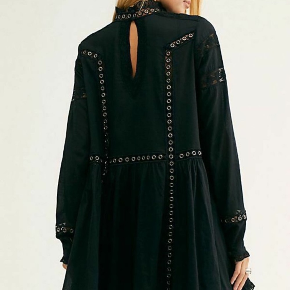 FREE PEOPLE BLACK ALL EYES ON YOU MINI DRESS XS - Picture 5 of 16